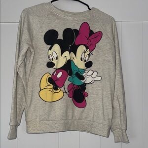 Disney Gray Sweatshirt with Mickey and Minnie Graphic